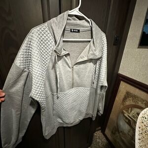 Gray Quilted Half-Zip Sweatshirt